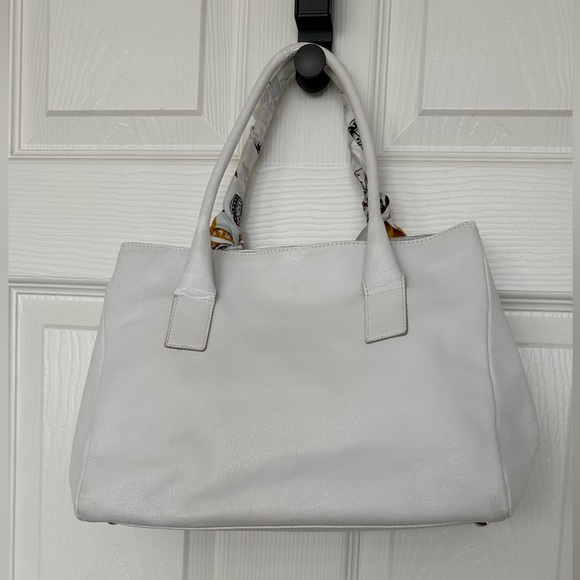 Furla White Leather Satchel with Scarf-Wrapped Handle - Picture 3 of 16